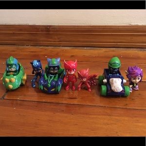 PJ Masks figures. Gecko, Catboy, Owlette, Night Ninja, Wolfy Kid Rip.